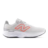 Championes New Balance 520 V9 para hombre, color gris claro con logo naranja.