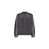 Campera deportiva Adidas Adilenium Season 5 Track Top color negro utility, con cierre frontal completo y las clásicas tres tiras de la marca en las mangas.