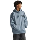 Canguro celeste con capucha, cordones ajustables y bolsillo tipo canguro. Estampado con el logo de Vans en el pecho.