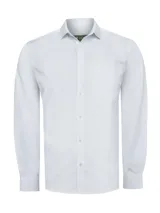 Camisa de manga larga RKF modelo Easysolid, color blanco, de corte regular y confeccionada en popelina de algodón con tratamiento de fácil planchado. Presenta cuello camisero clásico, cierre frontal con botones y un bolsillo en el pecho con el logo bordado.