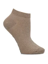 Medias cortas de corte tobillero en color taupe con acabado brillante de lurex.