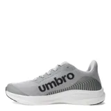 Championes urbanos Umbro modelo Ocean, color gris con detalles en negro y blanco. Presentan una capellada de mesh transpirable con refuerzos sintéticos, cierre por cordones y suela de EVA para mayor amortiguación.