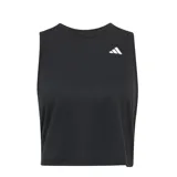 Musculosa deportiva Adidas Train Essentials Boxy Workout, color negro con logo blanco en el pecho.