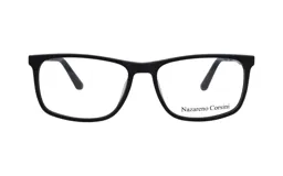 Armazón para lentes de receta Nazareno Corsini, modelo 117/55, color negro mate, de acetato, con forma rectangular.