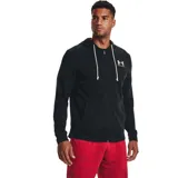 Campera Under Armour de hombre, color negro, con capucha y cierre frontal completo. Logo de la marca estampado en el pecho.