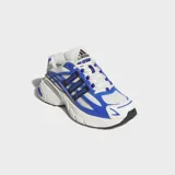 Championes Adidas Adistar XLG 2.0 inspirados en el estilo de running de los años 2000. Combinan base de malla blanca con estructura moldeada de RPU en color azul, detalles negros en las icónicas tiras laterales y toques plateados. Cuentan con amortiguación Adiprene en el talón.