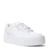 Championes urbanos Puma modelo Karmen II Idol, color blanco, con diseño de plataforma alta y parte superior de cuero. Presentan cierre por cordones y plantilla SoftFoam+ para mayor amortiguación.