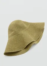 Sombrero flexible de ala ancha color verde militar, confeccionado en tejido texturizado con efecto paja.