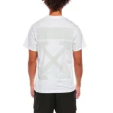 Camiseta de algodón blanca con corte regular, que presenta el icónico diseño de flechas de la marca Off-White estampado en tono sobre tono en la espalda.