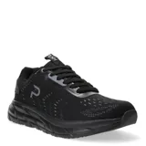 Championes deportivos Push de color negro, confeccionados en tejido de malla transpirable con detalles en gris. Presentan cierre mediante cordones, suela con amortiguación y logo de la marca en el lateral y la lengüeta.