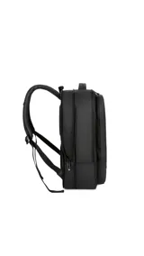 Mochila Lincoln's color negro con diseño rectangular, compartimentos con doble cierre, asas acolchadas, división interna para notebook y puerto USB lateral.