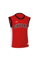 Musculosa de básquet Penalty, modelo 287, de color rojo con detalles en negro en el cuello y sisas, paneles laterales blancos y el texto 'BSKTBAL' estampado en el pecho.