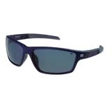 Lentes de sol deportivos Cat modelo Cts 8020, con armazón envolvente color azul oscuro y cristales polarizados oscuros. Presentan el logo de la marca en las patillas y en el cristal.