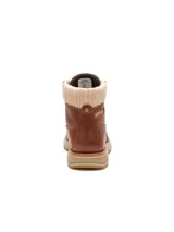 Botas de cuero color marrón Caterpillar modelo Fandom, con cuello tejido de punto beige, cordones al tone y suela de goma con plataforma.