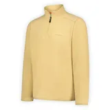 Buzo polar de micropolar ligero, color beige, con cuello subido y cierre frontal corto. Presenta logo de la marca bordado en el pecho y ribetes elásticos en puños y bajo.