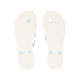 Ojotas celestes con base blanca y logo de Rip Curl en la base.