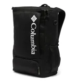Mochila Columbia de 30 litros en color negro, con diseño ergonómico y funcional. Cuenta con compartimento principal amplio, funda acolchada para laptop de hasta 13 pulgadas, bolsillos laterales para botellas y bolsillo frontal con cierre. Incluye panel trasero y correas acolchadas para mayor comodidad, además de tecnología Omni-Shield que repele la humedad y manchas.