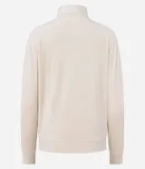Campera deportiva de microfibra color beige con cuello alto y cierre frontal de cremallera.