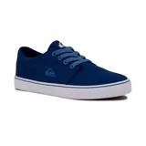 Championes urbanos Quiksilver modelo Zuma, color azul marino con suela blanca y detalles sutiles en celeste. Cuenta con el logo de la marca bordado en el lateral y cordones planos a tono.