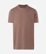 Remera masculina de corte comfort, cuello redondo y manga corta, confeccionada en tejido de algodón con textura.