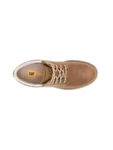 Bota de caña media Cat modelo Colorado, confeccionada en cuero color marrón. Presenta cierre de cordones, cuello acolchado y suela de goma dentada para mayor tracción.