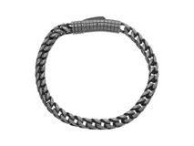 Pulsera de eslabones de acero color gris plomo con cierre de imán.