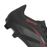 Championes de fútbol Adidas Predator League FG/MG, color negro con detalles en gris y rojo.