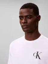 Remera básica Calvin Klein de manga corta y cuello redondo, en color blanco, con logo monograma estampado en el pecho.