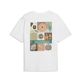 Remera de corte relajado color blanco, con cuello redondo y manga corta. Presenta un estampado gráfico en el pecho que representa un sol con el logo de Puma en el centro.