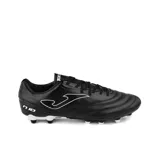 Championes de fútbol Joma modelo N-10 2201, color negro con detalles en blanco. Confeccionados en material sintético Fibertec de alta resistencia, con forro textil interior y suela sintética resistente al desgaste.