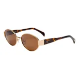 Lentes de sol I-Sea modelo Lennox, con marco delgado de metal dorado y cristales polarizados en tono marrón claro, de diseño ovalado y líneas simples.