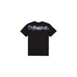 Remera Supreme de manga corta en color negro, con cuello redondo y diseño gráfico estilo graffiti en la parte posterior.