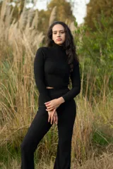 Calza Oxford negra de jersey fantasía.