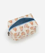 Neceser rectangular mediano de poliuretano con cierre de cremallera y estampado de carpinchos.