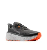 Championes de trekking Columbia modelo Konos Trillium Atr, color gris con entresuela blanca moteada y detalles en naranja. Cuentan con capellada de malla transpirable, suela Adapt Trax y tecnología Omni-Max para mayor amortiguación y estabilidad en senderismo.