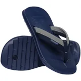 Ojotas Havaianas Track Plus, color azul con tiras grises.