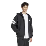 Campera Adidas Future Icons 3 Franjas con cierre frontal, color negro con logo y tres franjas blancas en las mangas.