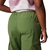 Pantalón cargo Columbia de corte holgado, color verde oliva. Presenta cintura elástica con cordón ajustable, bolsillos laterales y bolsillos cargo con cierre en los muslos. El dobladillo inferior cuenta con ajuste mediante ceñidor.