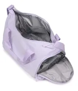 Bolso deportivo tipo duffel de la marca Jansport, color bordó, con doble asa de mano y correa ajustable para hombro. Cuenta con cierre principal, bolsillo frontal con cierre y logo de la marca aplicado.