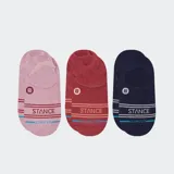 Pack de tres pares de medias invisibles Stance Sero, en colores rosa, rojo y azul marino.