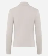 Suéter de cuello alto y manga larga, confeccionado en algodón con elastano. Presenta un diseño básico y ajustado al cuerpo.