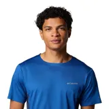 Remera deportiva Columbia Three Pitch Ss Crew color azul, de manga corta y cuello redondo, con tecnología Omni-Wick para control de humedad.