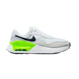 Championes Nike Air Max Systm de mujer, color blanco con detalles en gris, negro y verde flúor.
