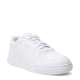 Championes Puma modelo Caven III, de diseño urbano en color blanco total, con perforaciones en la puntera y el logo de la marca en el lateral.