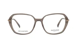 Armazón para lentes de acetato color gris con forma irregular.