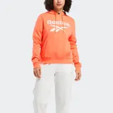 Sudadera con capucha Reebok Identity Big Logo Fleece, color naranja brillante, con el logo grande de Reebok en blanco en el pecho. Presenta bolsillo canguro frontal y puños y cintura acanalados.