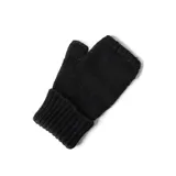 Guantes sin dedos de tejido de punto acanalado en color negro, con puño elástico reforzado.