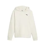 Buzo canguro color crema con capucha y logo de Puma bordado en negro en el pecho.