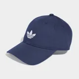Gorra Adidas modelo Adicolor Classic Trefoil Baseball, color azul marino con el logo del trébol bordado en blanco en el frente y visera curvada.
