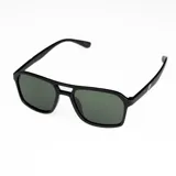 Lentes de sol polarizados negros con marco cuadrado y doble puente.